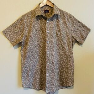 UnTuckit Shirt Mens Medium Button Up Floral Short Sleeve Slim Fit Garth